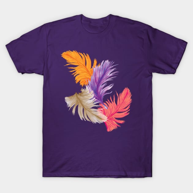 Warm Falling Feathers T-Shirt by AmandaDilworth